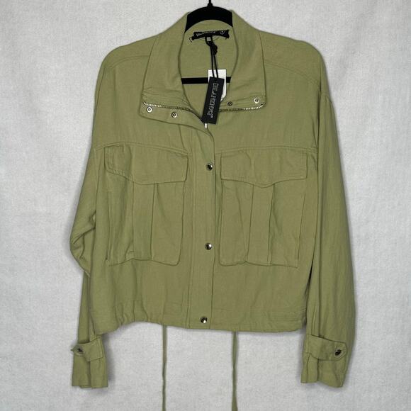 NWT [BLANKNYC] Green Linen Cotton Utility Jacket w/ Drawstring Hem – Size M - Picture 8 of 16